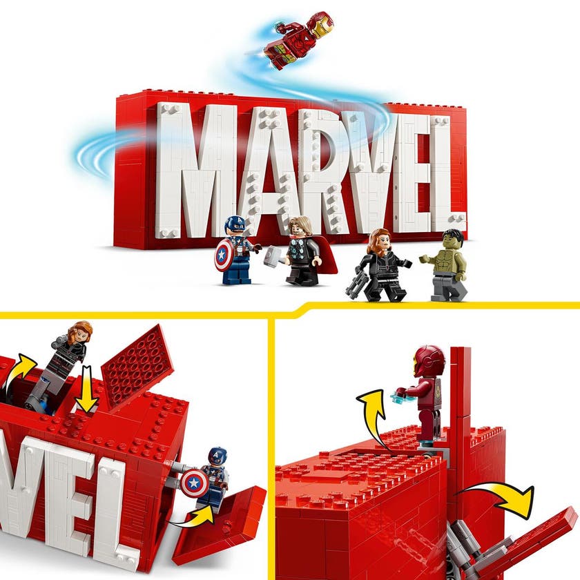 LEGO Super Heroes Marvel 76313, MARVEL logotyp och minifigurer